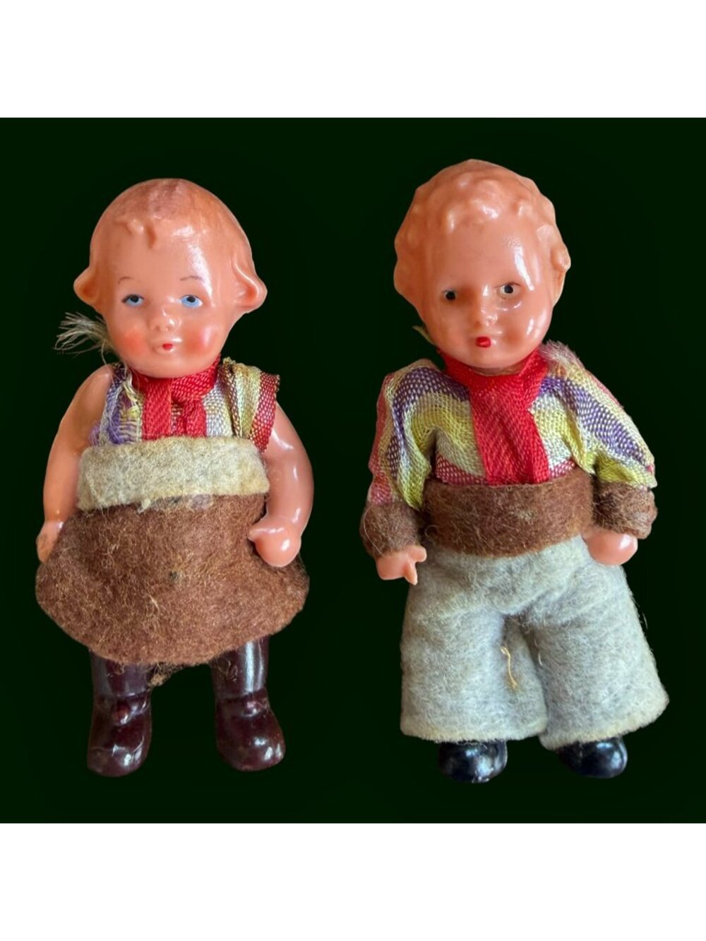 MCM Edi Folk Art Miniature Jointed Dolls In Traditional Attire